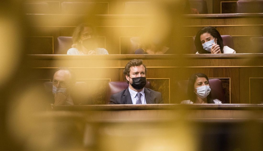 El portavoz de Vox en el Congreso, Iván Espinosa de los Monteros, durante una sesión plenaria en el Congreso de los Diputados. Foto EP