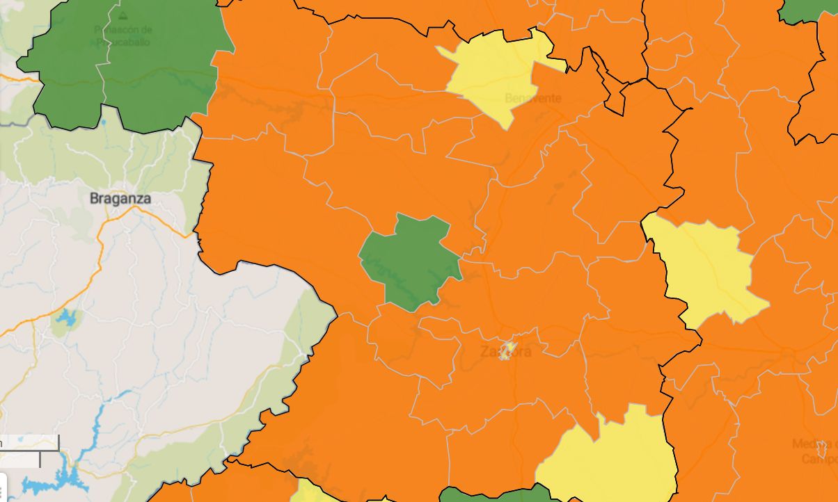 Mapa del coronavirus en las zonas básicas de salud de Zamora este miércoles