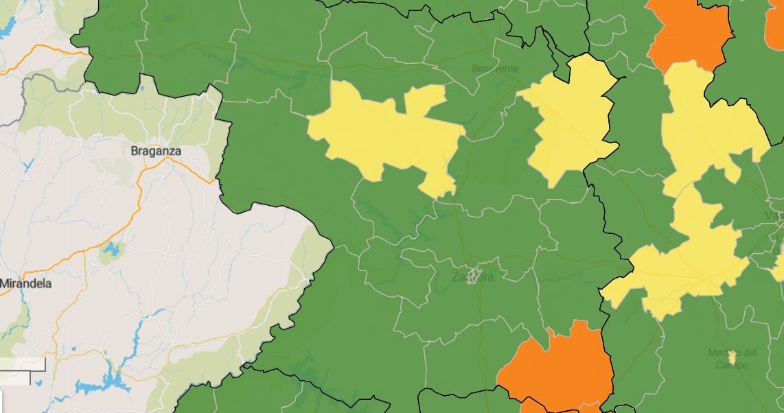 Mapa del coronavirus en las zonas básicas de salud de Zamora este miércoles