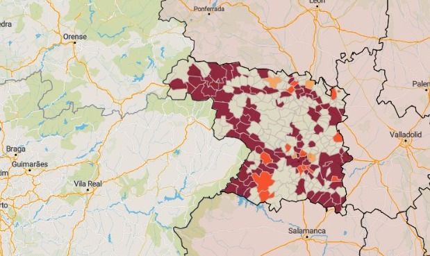 Municipios en riesgo este martes. JuntaCyL