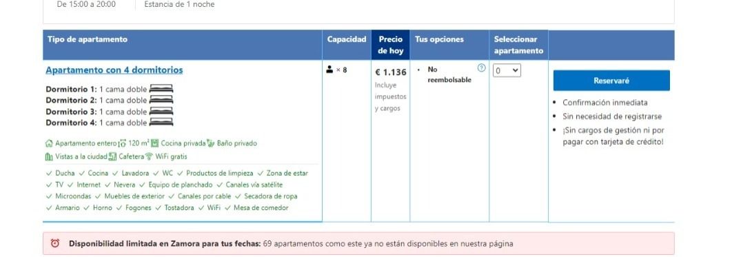 Precio alquiler de un apartamento turístico para la noche del Jueves al Viernes Santo