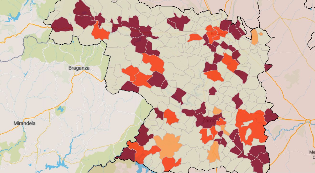 Mapa de la incidencia en los municipios de Zamora este viernes