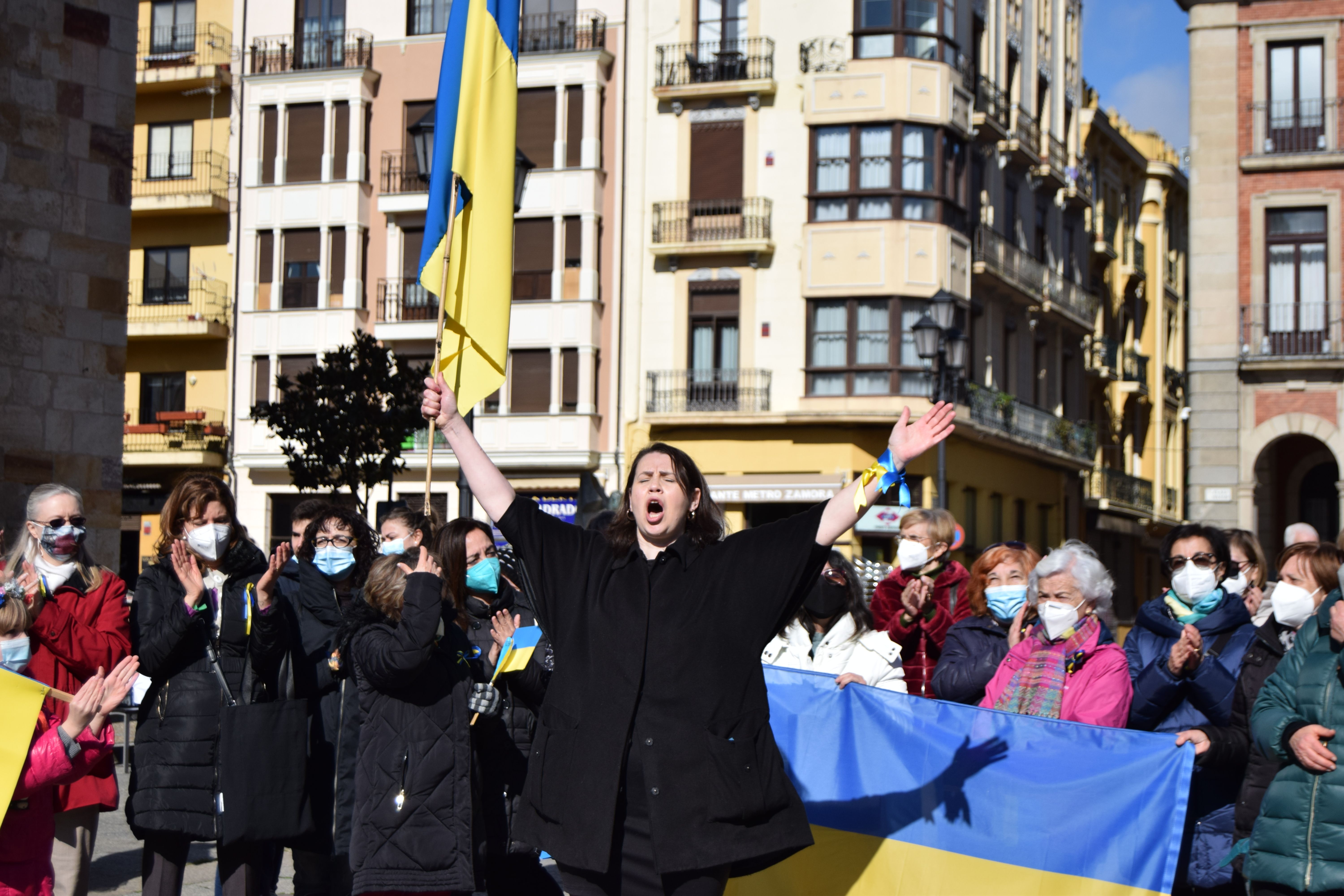 Manifestación en Zamora en apoyo al pueblo ucraniano