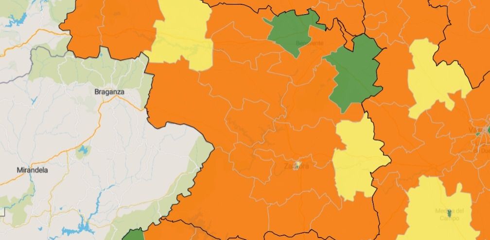 Mapa del coronavirus en las zonas básicas de salud de Zamora este miércoles