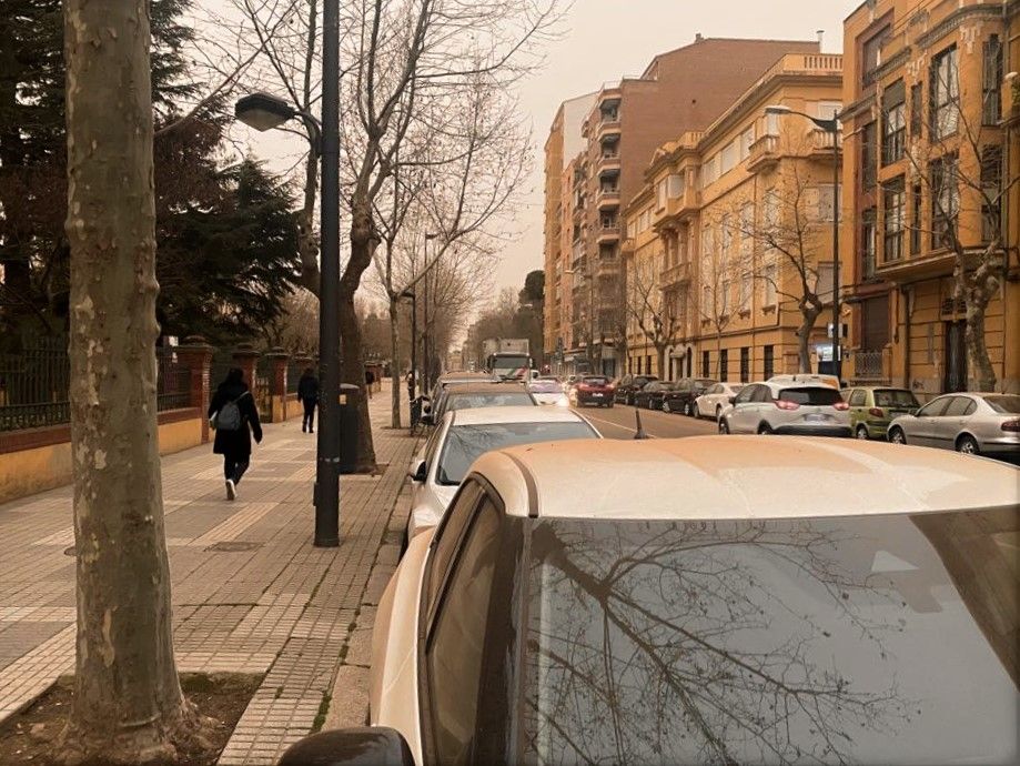 Imagen de la avenida Requejo con muestras de polvo y calima. Archivo