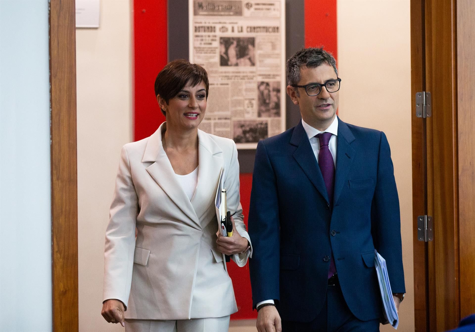 La ministra Portavoz, Isabel Rodríguez y el ministro de Presidencia, Félix Bolaños,   Isabel Infantes   Europa Press