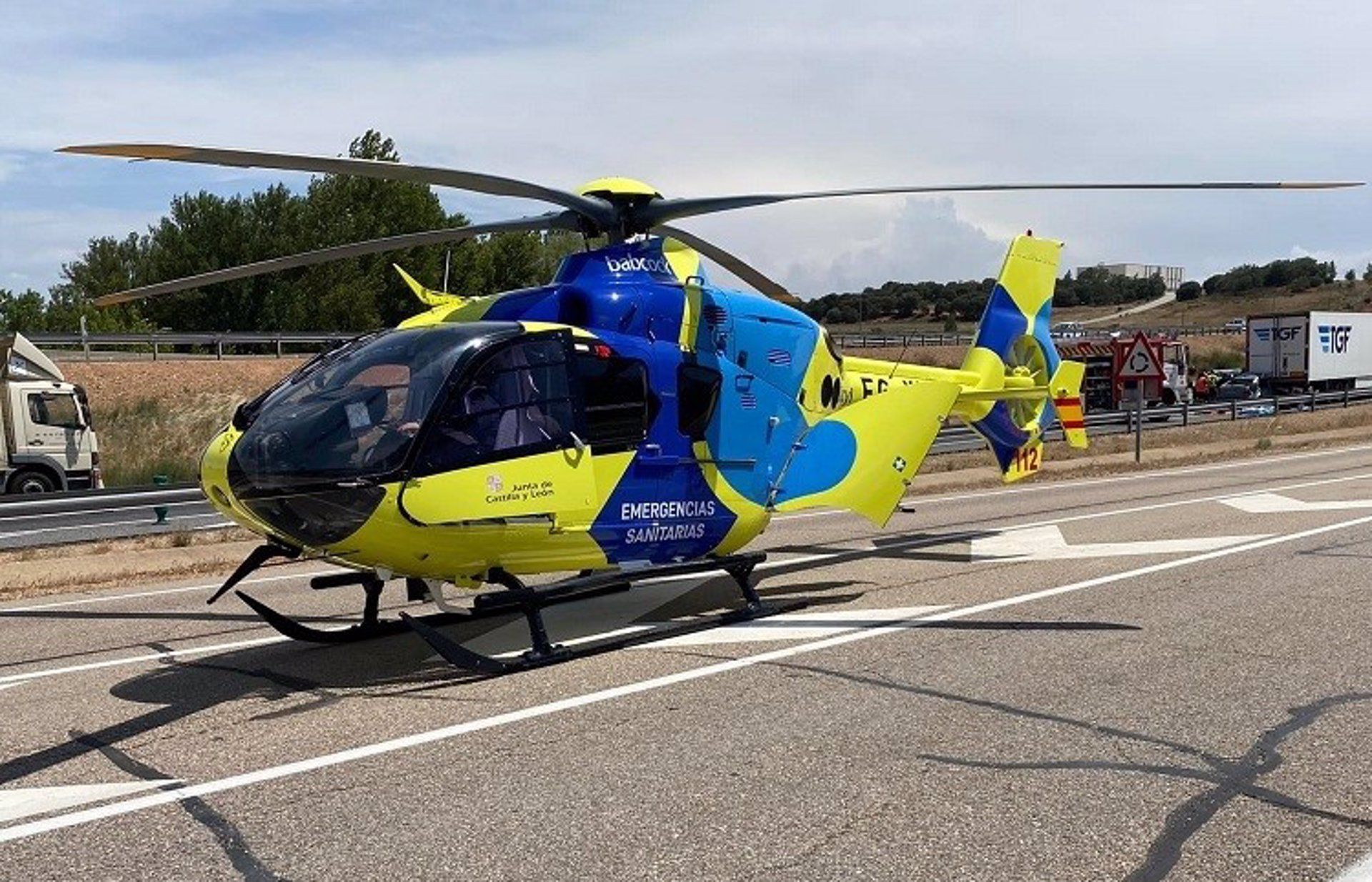 Helicóptero medicalizado Sacyl en un accidente. Archivo