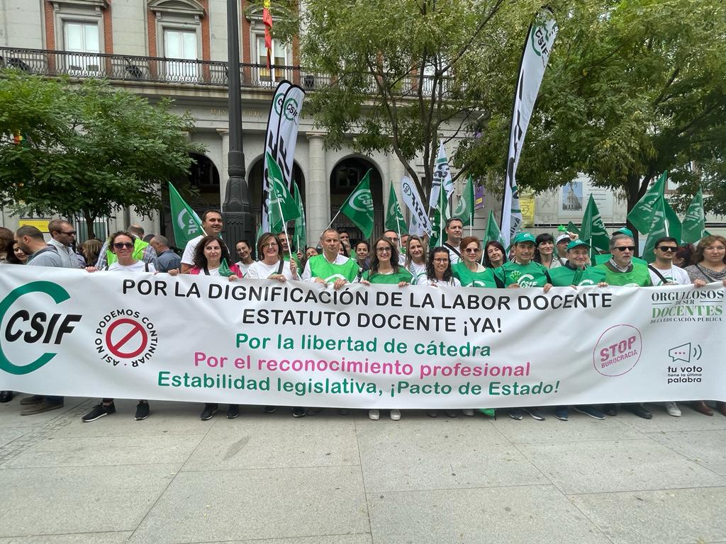 Concentración de docentes en Madrid