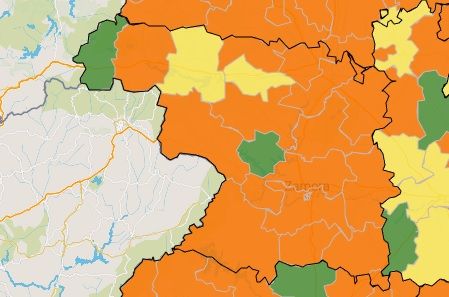 Mapa contagios por zonas básicas de salud