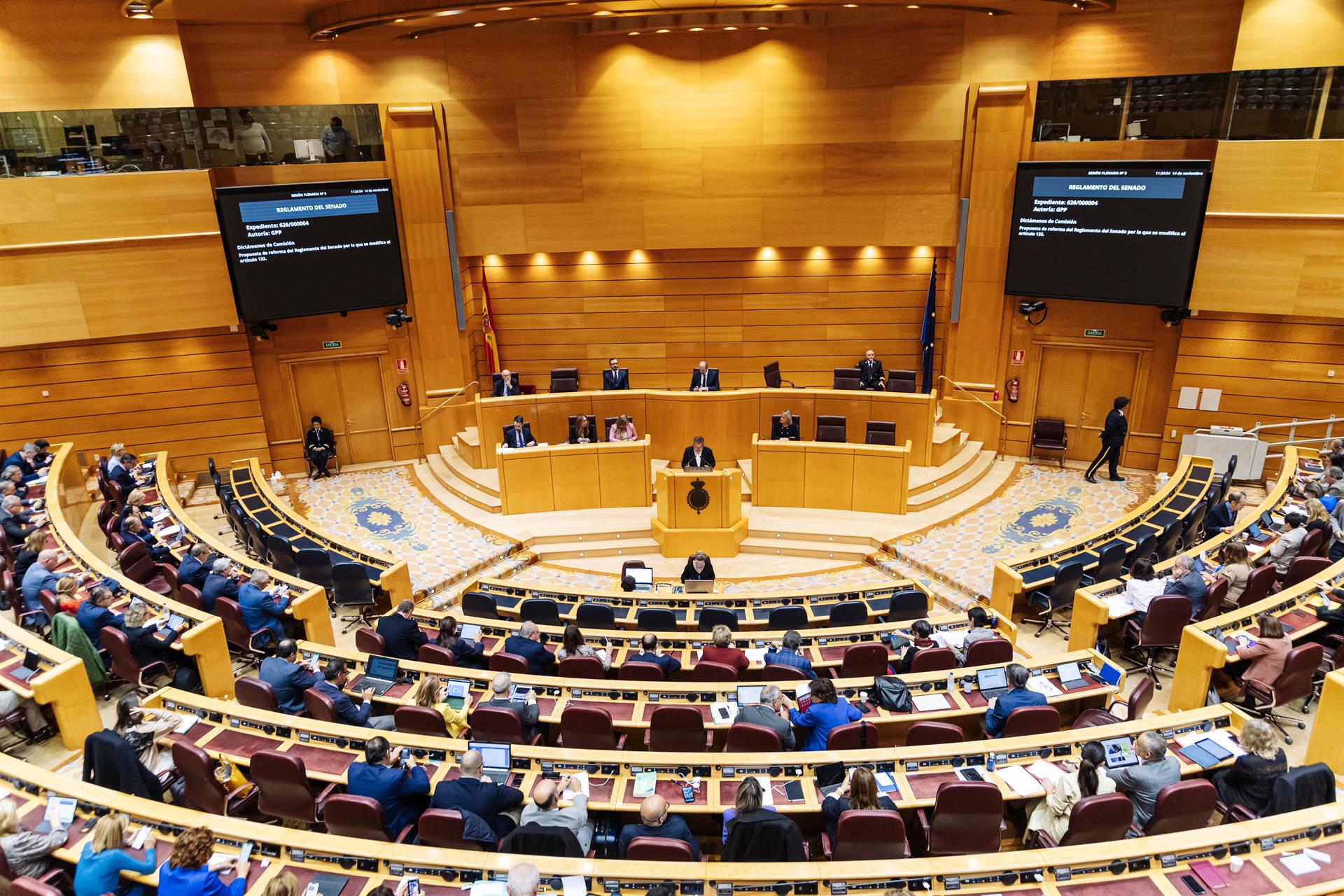 Vista general de una sesión plenaria en el Senado. EP