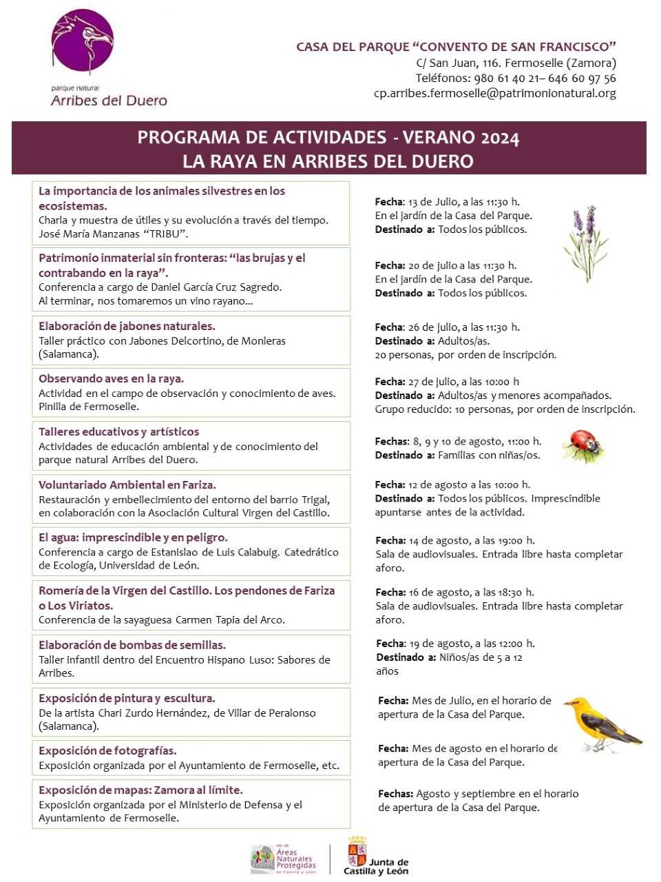 Programa para julio y agosto