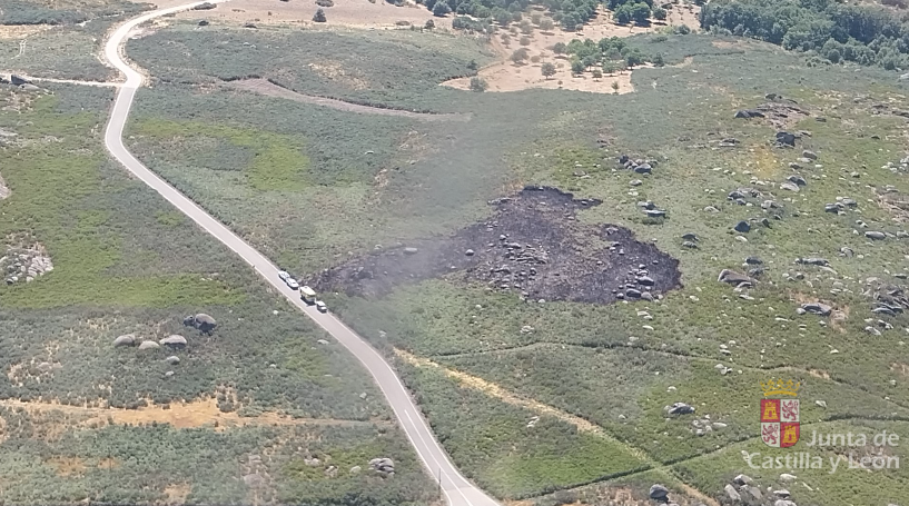 Incendio forestal de Hermisende. Foto: JCYL.