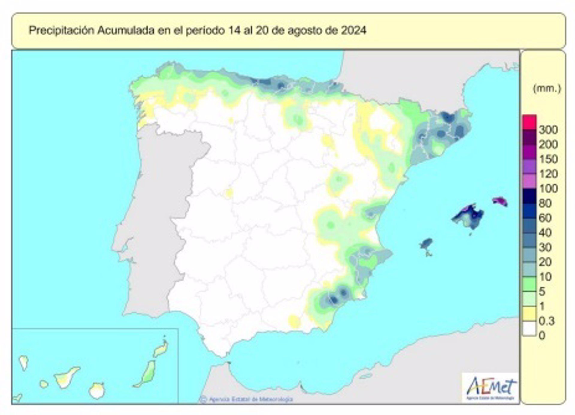 Las lluvias acumuladas desde octubre se sitúan un 3% por encima de su valor normal. AEMET.