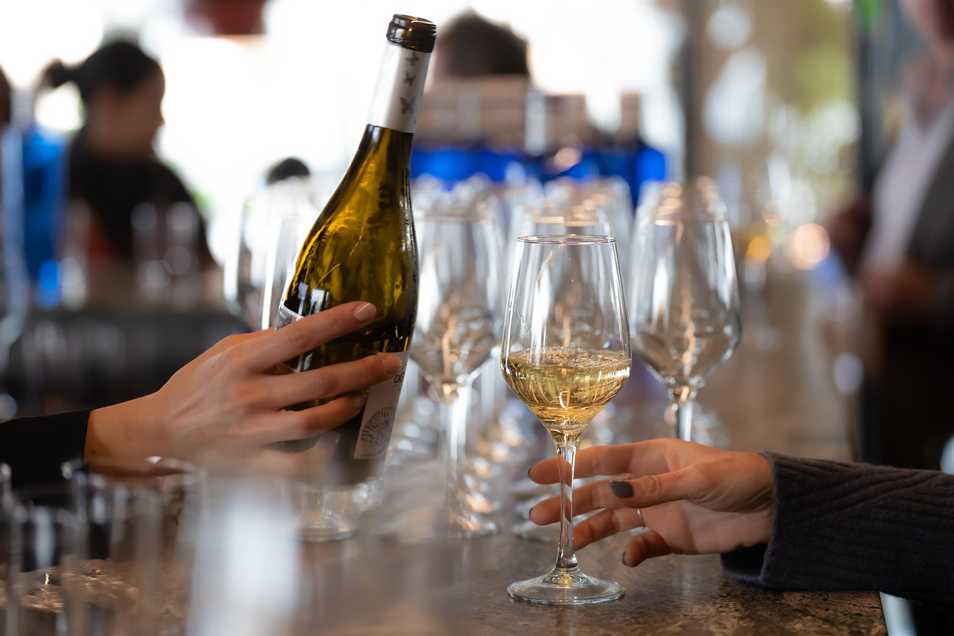 Un camarero sirve copas de vino blanco en un bar   David Zorrakino   Europa Press   Archivo