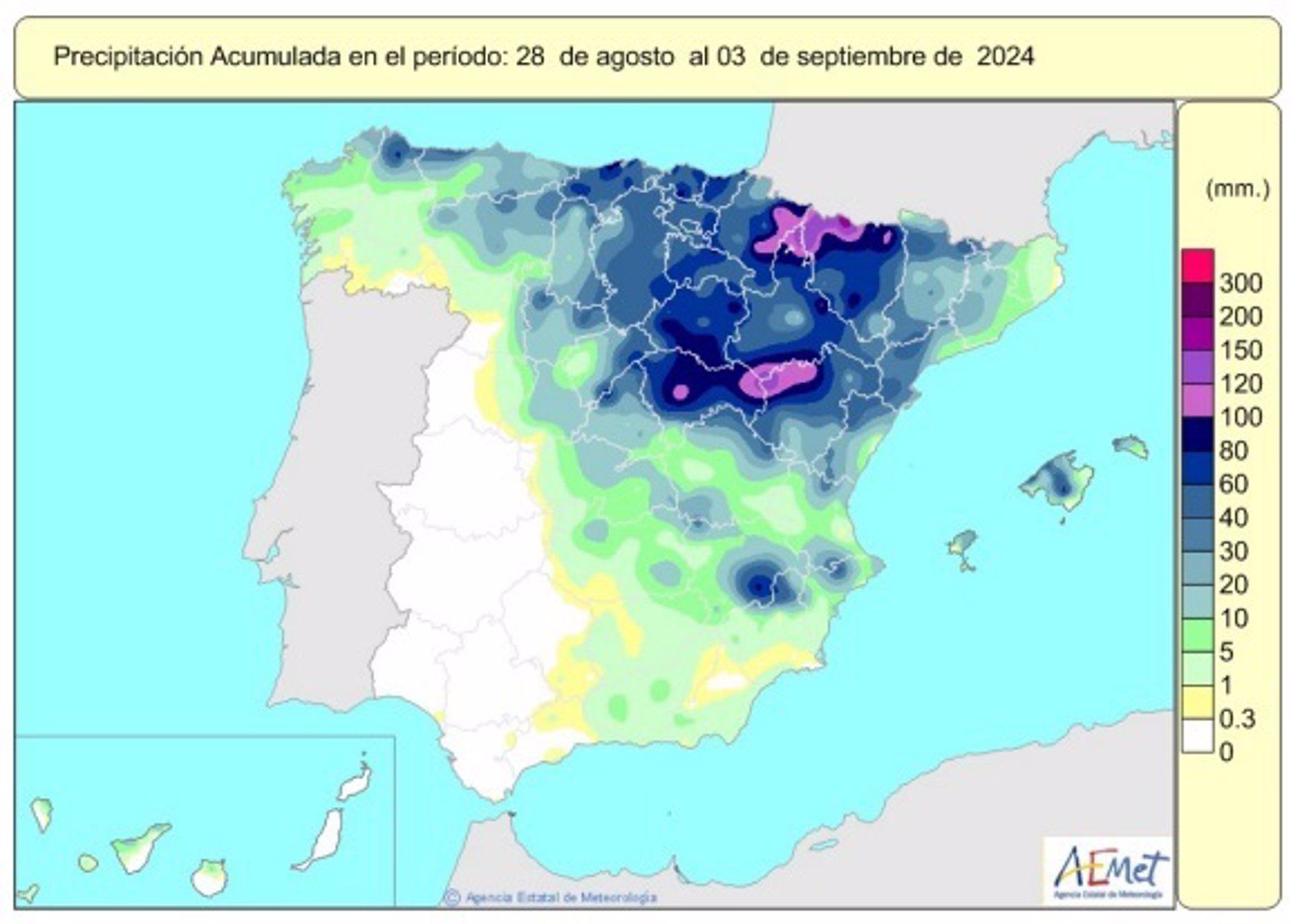 Las lluvias acumuladas desde octubre están un 5% por encima de su valor tras las tormentas de la semana pasada.   AEMET