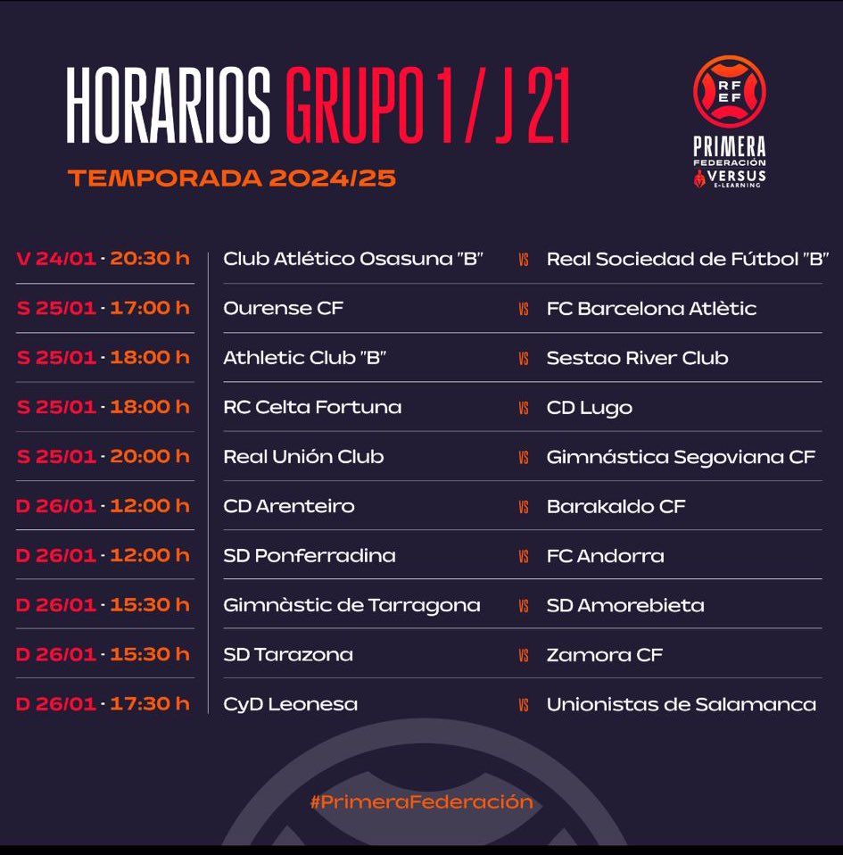 Horario jornada 21