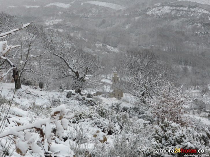  La nieve en Sanabria no impide que todos los escolares acudan a clase con normalidad 