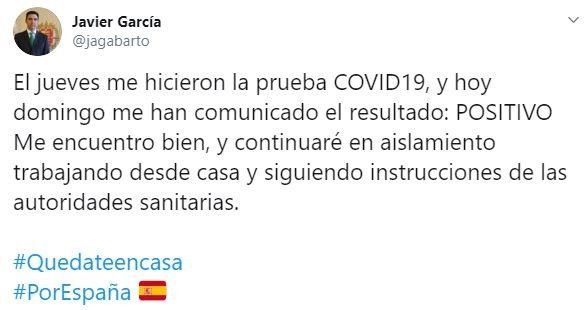 Captura del tuit de Javier García.
