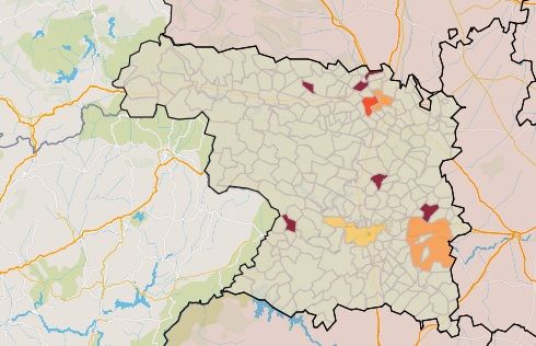 Mapa de la incidencia en los municipios zamoranos